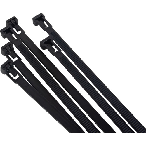 PG826 Re-Usable Cable Tie, 14" Long, 50 lbs. Tensile Strength, Black