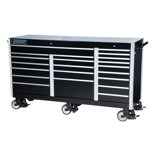 TEQ757 ATB600 Super Heavy-Duty Tool Cart, 21 Drawers, 73" W x 24-1/2" D x 43-1/2" H, Black