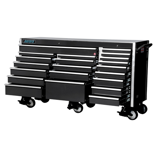 TEQ757 ATB600 Super Heavy-Duty Tool Cart, 21 Drawers, 73" W x 24-1/2" D x 43-1/2" H, Black