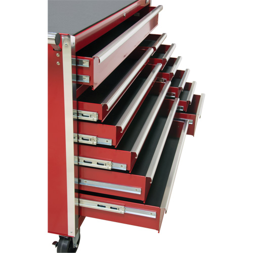 TER103 Industrial Tool Cart, 12 Drawers, 56" W x 24-1/2" D x 38-1/8" H, Red