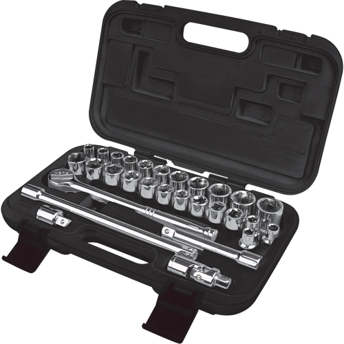 TLV359 SAE/Metric Socket Set, 29 Pcs, 1/2" Drive Size