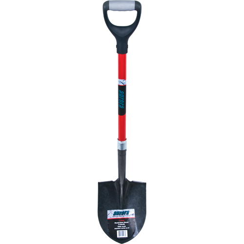 TLZ466 Heavy-Duty Round Point Shovel, Carbon Steel Blade, Fibreglass, D-Grip Handle