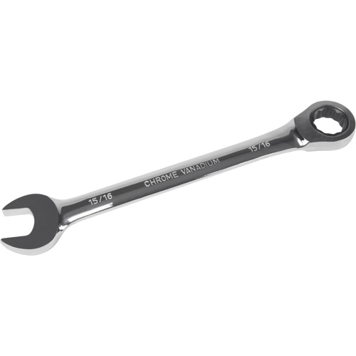 UAD663 SAE Ratcheting Combination Wrench, 12 Point, 15/16", Chrome Finish