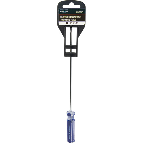 UAX704 Tournevis &agrave; fente bleu transparent avec bandes, Tige de 1/8", Ronde, Prise en Plastique