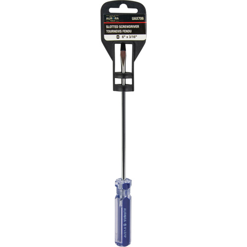 UAX706 Tournevis &agrave; fente bleu transparent avec bandes, Tige de 3/16", Ronde, Prise en Plastique