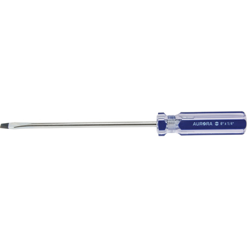 UAX709 Tournevis &agrave; fente bleu transparent avec bandes, Tige de 1/4", Ronde, Prise en Plastique