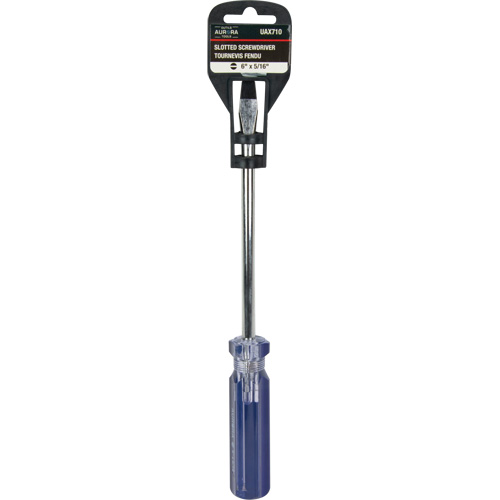 UAX710 Tournevis &agrave; fente bleu transparent avec bandes, Tige de 5/16", Ronde, Prise en Plastique