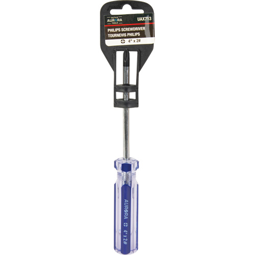 UAX713 Tournevis Philips bleu transparent avec bandes, #2, Prise Plastique