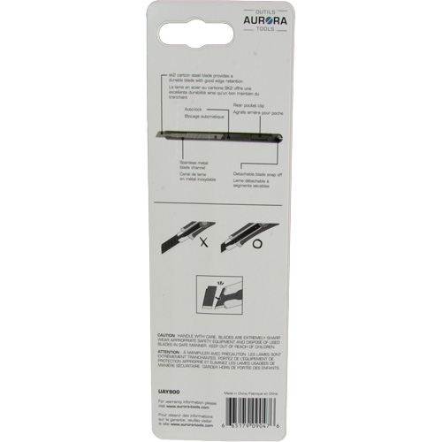 UAY900 Couteau d'usage g&eacute;n&eacute;ral de 9 mm , Acier inoxydable, Prise en Plastique