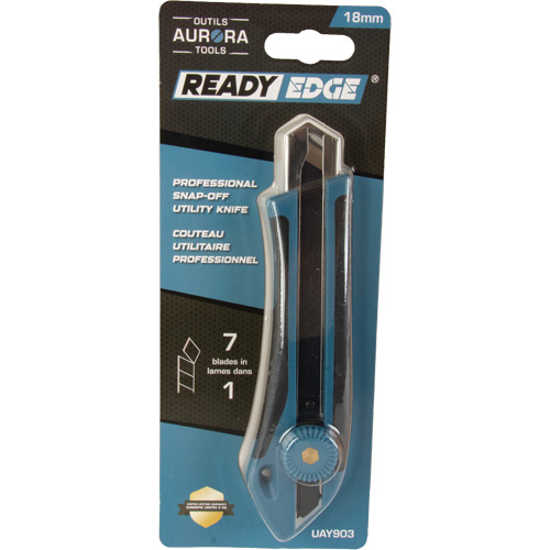 UAY903 Couteau professionnel de 18 mm, Acier inoxydable, Robuste, Prise en Caoutchouc