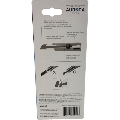 UAY904 25mm Retractable Knife, Stainless Steel, Heavy-Duty, Rubber Handle