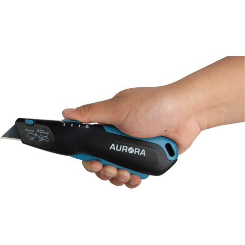 UAY906 Couteau de s&eacute;curit&eacute; r&eacute;tractable , Acier inoxydable, Robuste, Prise en Plastique/Aluminium