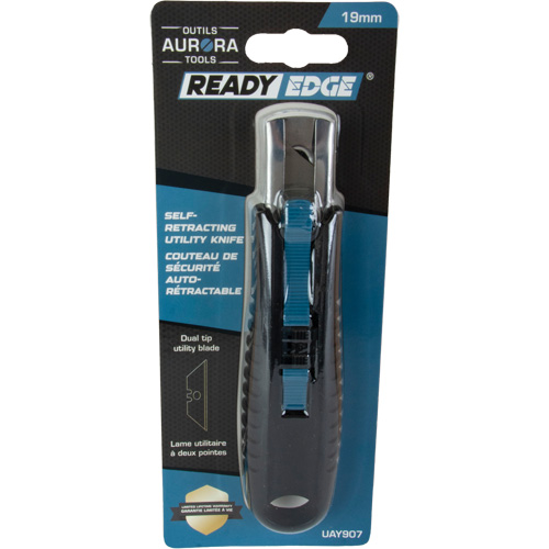 UAY907 Standard-Duty Retractable Safety Knife, Stainless Steel, Rubber Handle