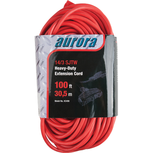 XC490 Vinyl Extension Cord, Outdoor, SJTW, 14/3 AWG, 13 A, 3 Outlet(s), 100'