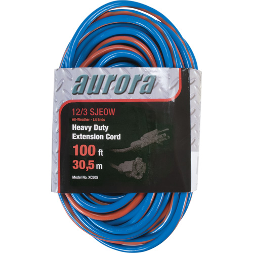 XC505 TPE-Rubber Extension Cord With Light Indicator, All-Weather, SJEOW, 12/3 AWG, 15 A, 100'