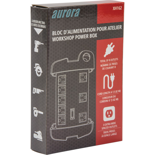 XH162 Protecteur de surtension &agrave; prise multiple pour l'atelier, 8 Prises, 1350 J, 1875 W, Cordon 6'