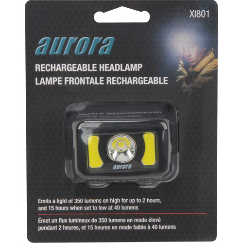 XI801 Lampe frontale, DEL, 350 lumens, 2 hres de fonctionnement, piles Rechargeable