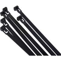 PG825 Re-Usable Cable Tie, 8" Long, 50 lbs. Tensile Strength, Black