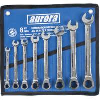 Fixed Head Wrench Set, Combination, 8 Pieces, Imperial TEQ832 | Aurora Tools