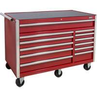 Chariot à outils industriel, 12 tiroirs, 56" la x 24-1/2" p x 38-1/8" h, Rouge TER103 | Aurora Tools