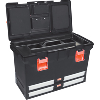 Plastic Tool Box, 22" W x 11" D x 14-1/2" H, Black TLV086 | Aurora Tools