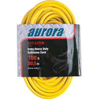 Cordon rallonge en vinyle pour l'extérieur avec indicateur lumineux, SJTOW, AWG 12/3, 15 A, 3 prise(s), 100' XC499 | Aurora Tools