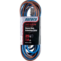 All-Weather TPE-Rubber Extension Cord With Light Indicator, SJEOW, 14/3 AWG, 15 A, 25' XC500 | Aurora Tools