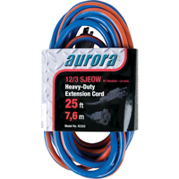 All-Weather TPE-Rubber Extension Cord With Light Indicator, SJEOW, 12/3 AWG, 15 A, 25' XC503 | Aurora Tools
