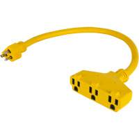 XJ627 Adaptateur de rallonge d'alimentation, Ext&eacute;rieur, STOW, AWG 12/3, 15 A, 3 prise(s), 2'